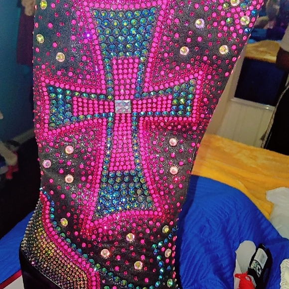 Colorful Rhinestone Cross Design Boots - Picture 1 of 7